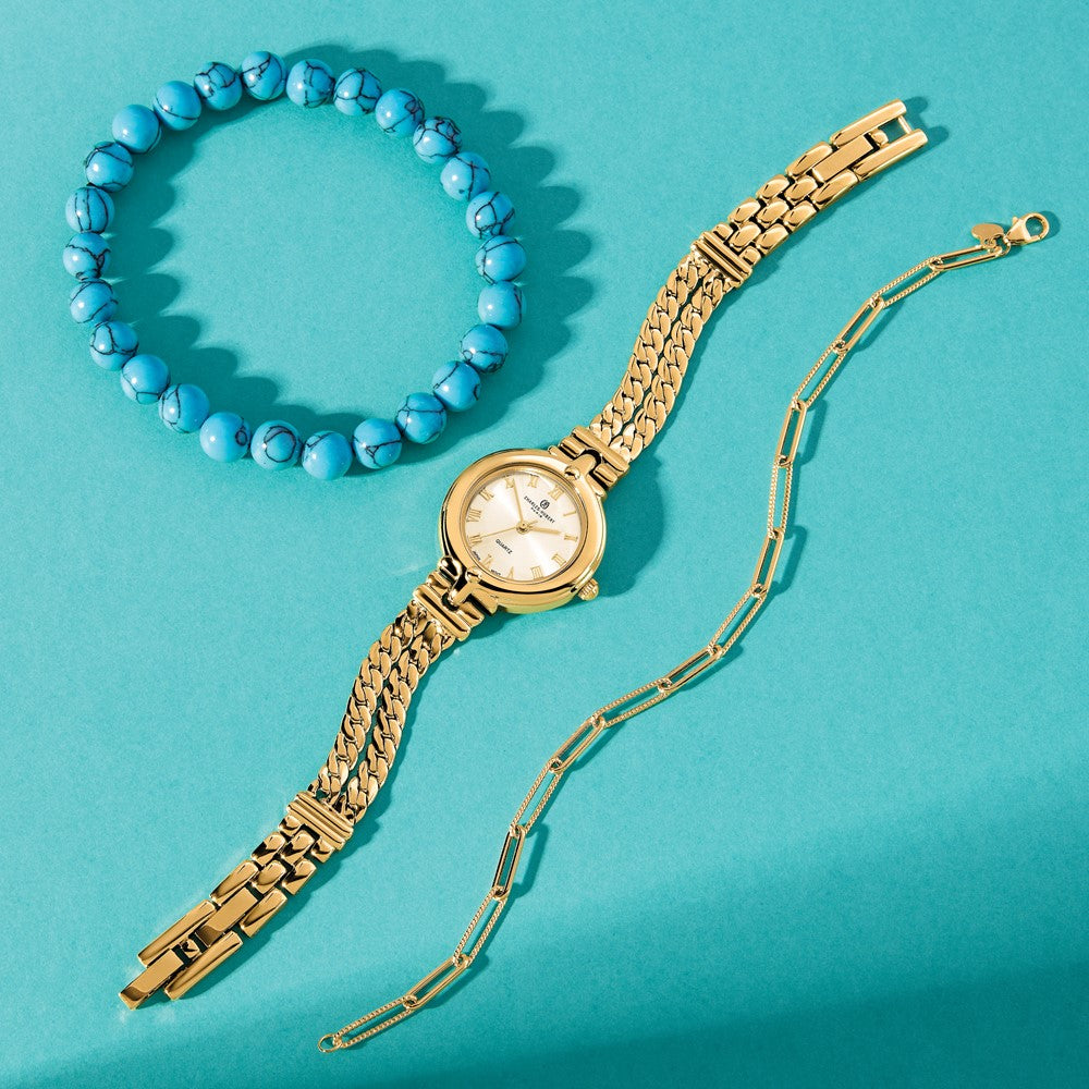 Ladies Charles Hubert Gold-finish Gold Dial Chain Bracelet Watch