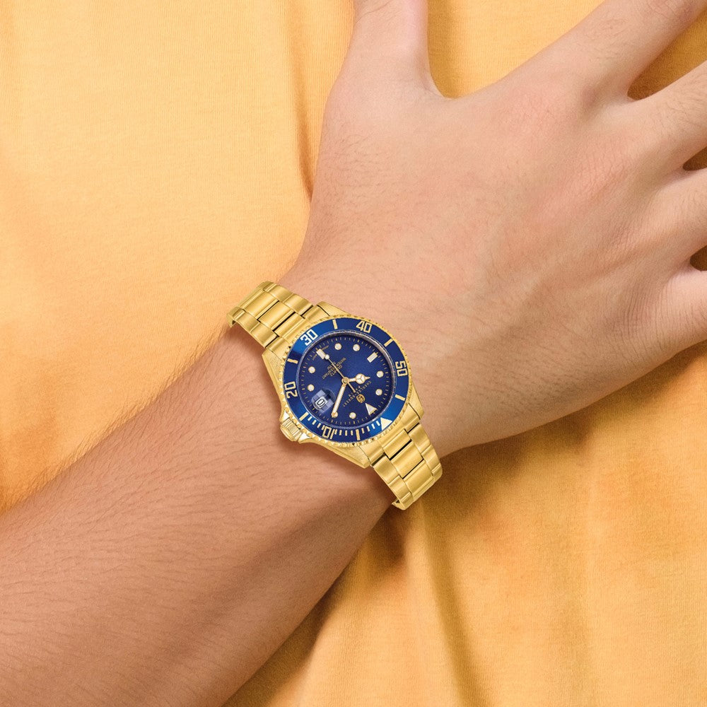 Charles Hubert Gold-plated Stainless Steel Blue Dial Watch