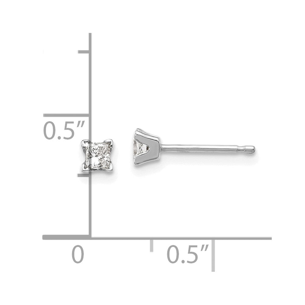 14k White Gold AA Quality Complete Princess Cut Diamond Earrings