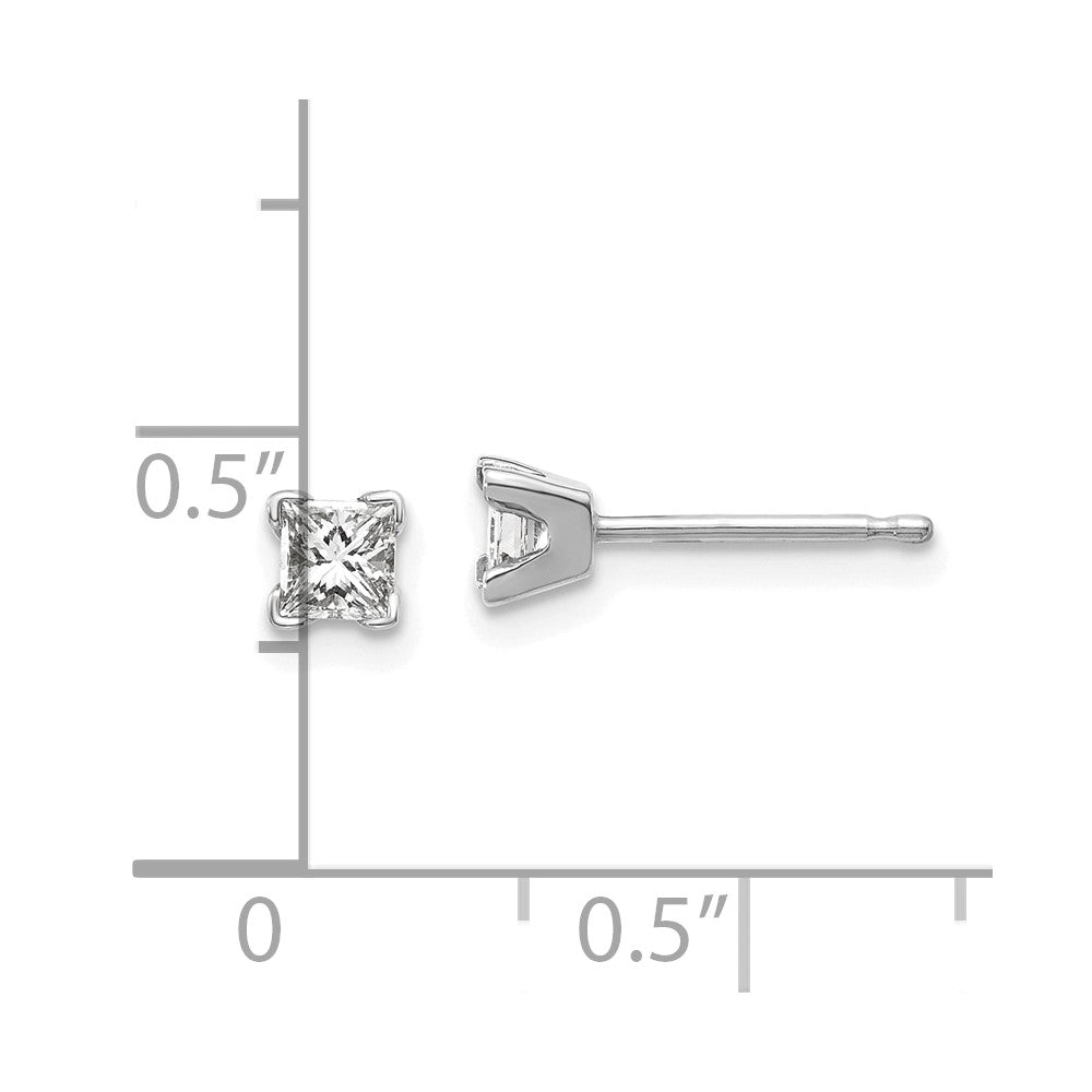 14k White Gold AAA Quality Complete Princess Cut Diamond Earring
