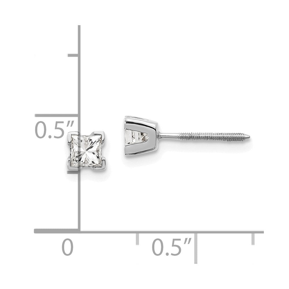 14k White Gold VS Quality Complete Princess Cut Diamond Earrings