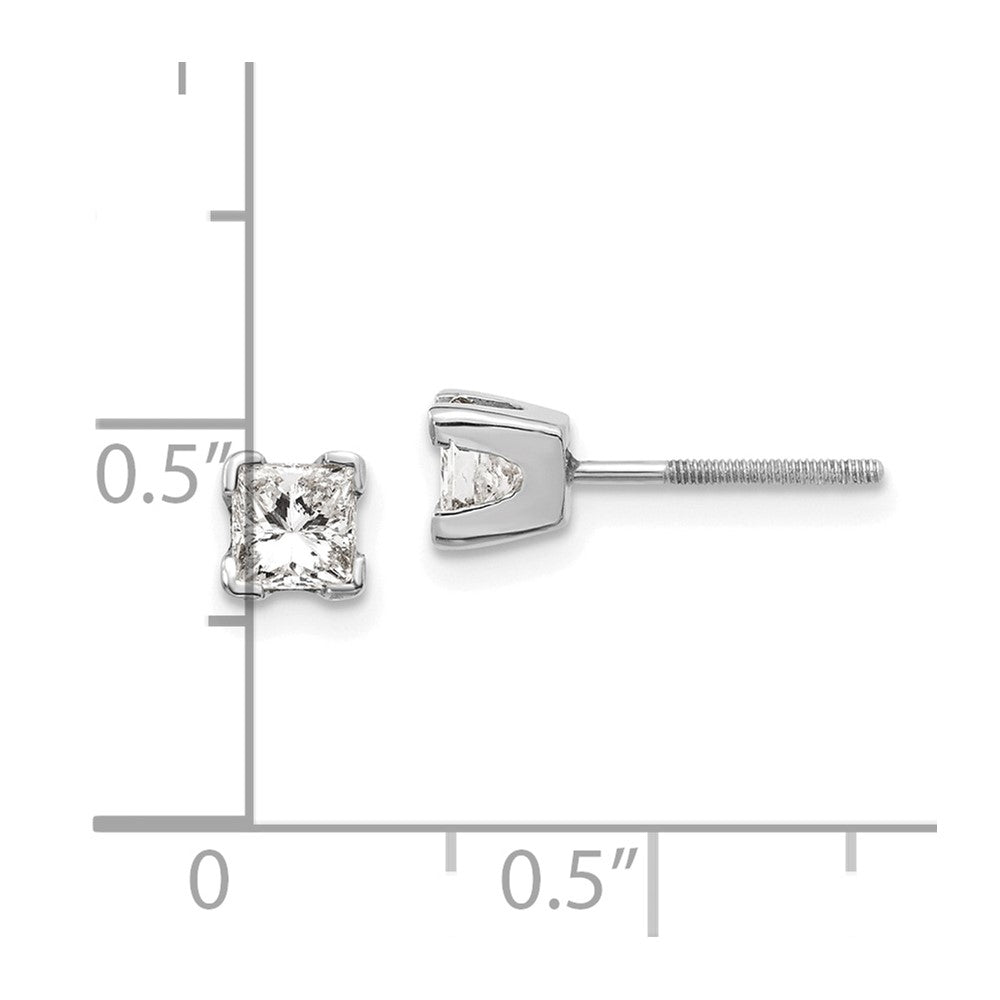 14k White Gold VS Quality Complete Princess Cut Diamond Earrings