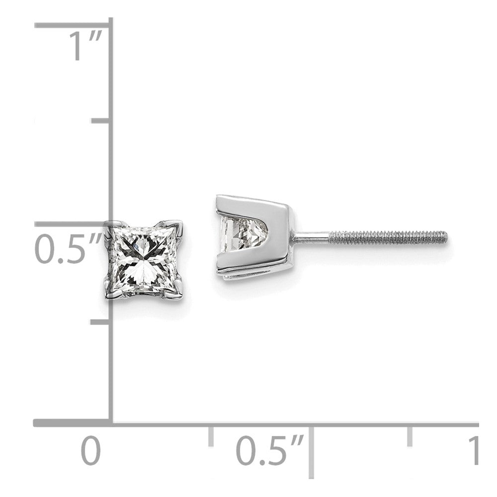 14k White Gold AA Quality Complete Princess Cut Diamond Earrings
