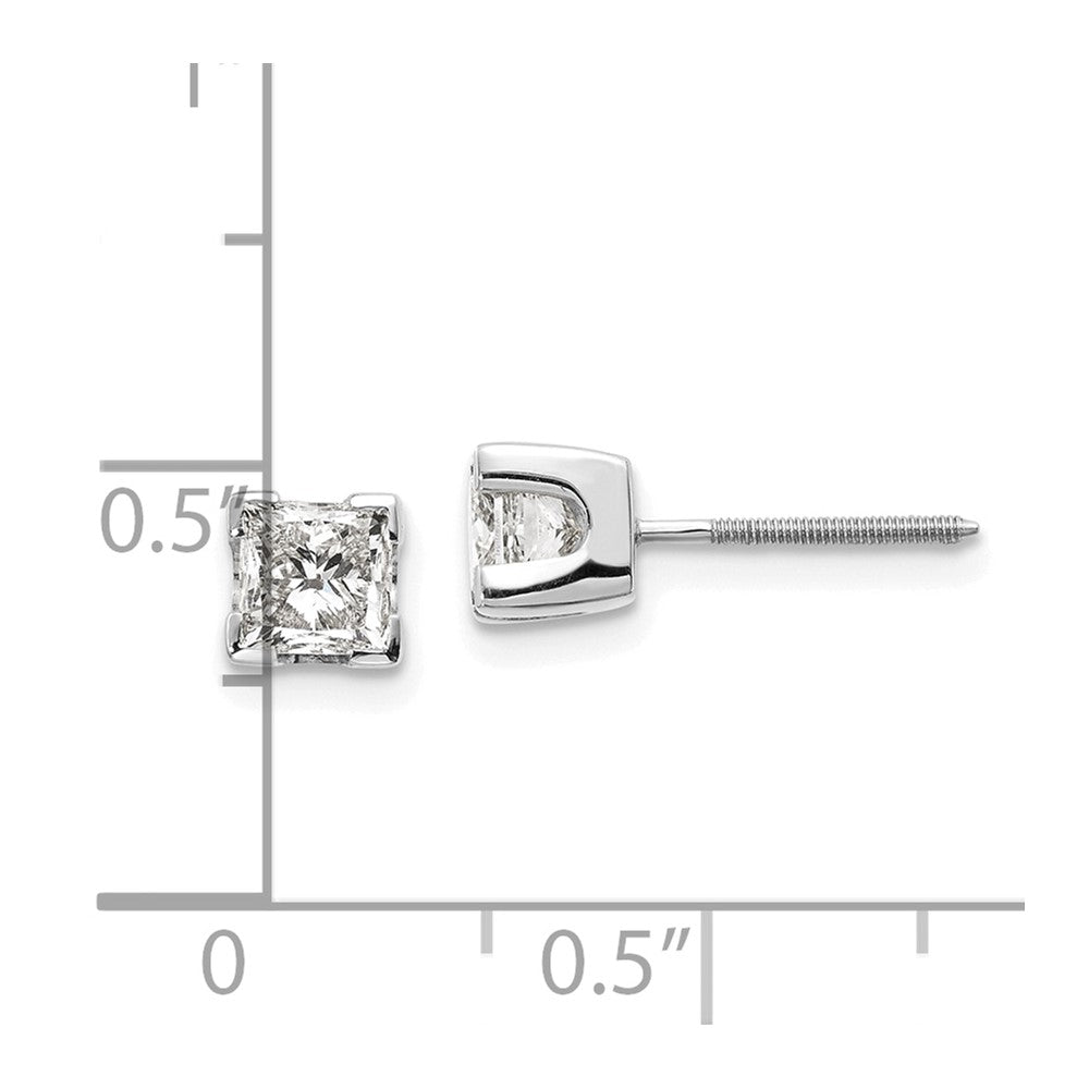 14k White Gold 1ct VS Quality Complete Princess Cut Diamond Earrings