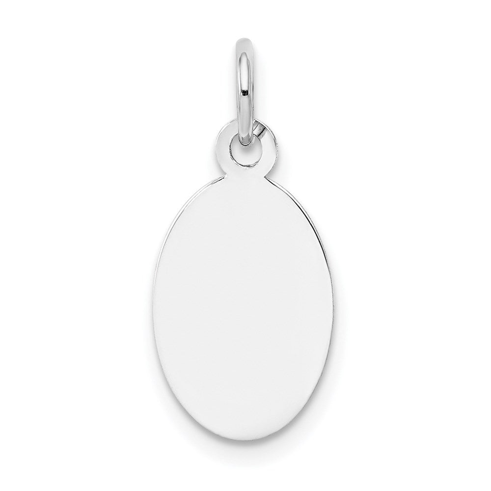 14k White Gold Plain .013 Gauge Oval Engravable Disc Charm