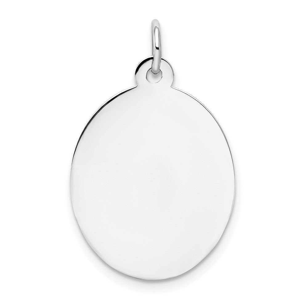14k White Gold Plain .018 Gauge Oval Engravable Disc Charm