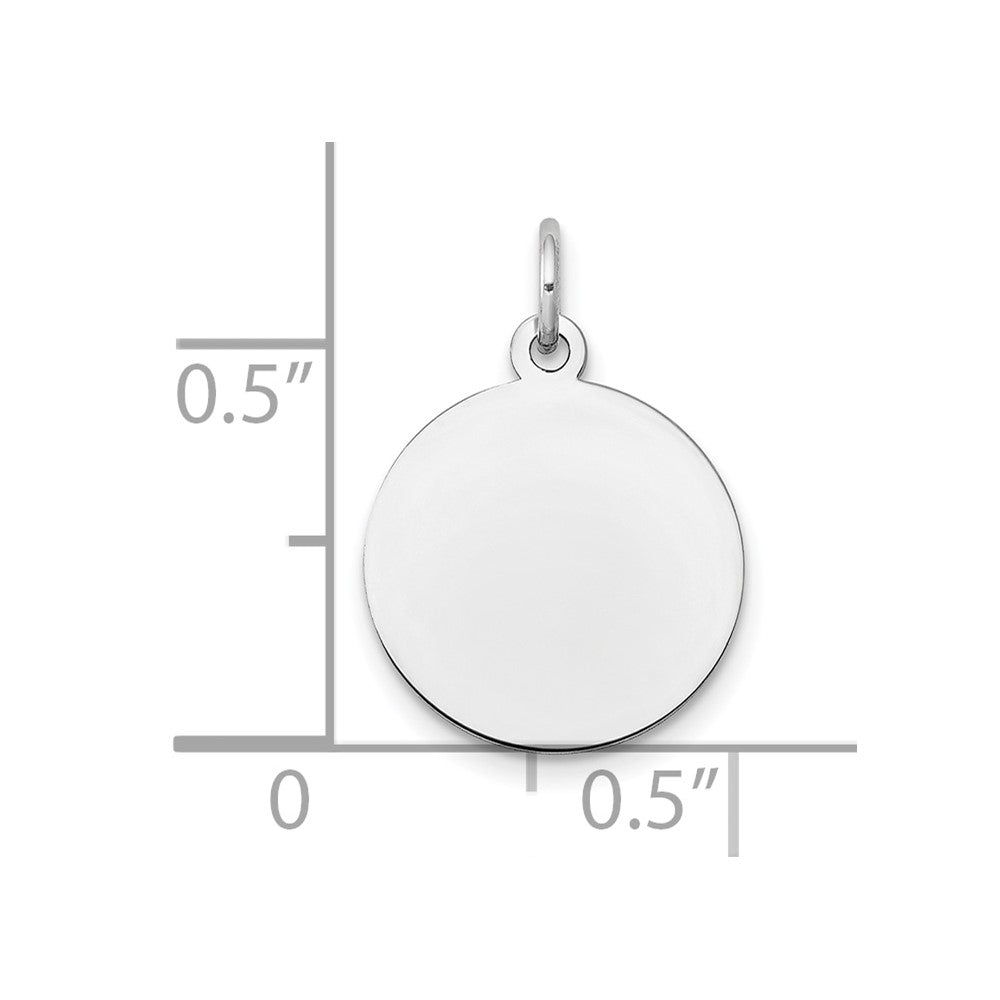 14k White Gold Plain .018 Gauge Round Engravable Disc Charm
