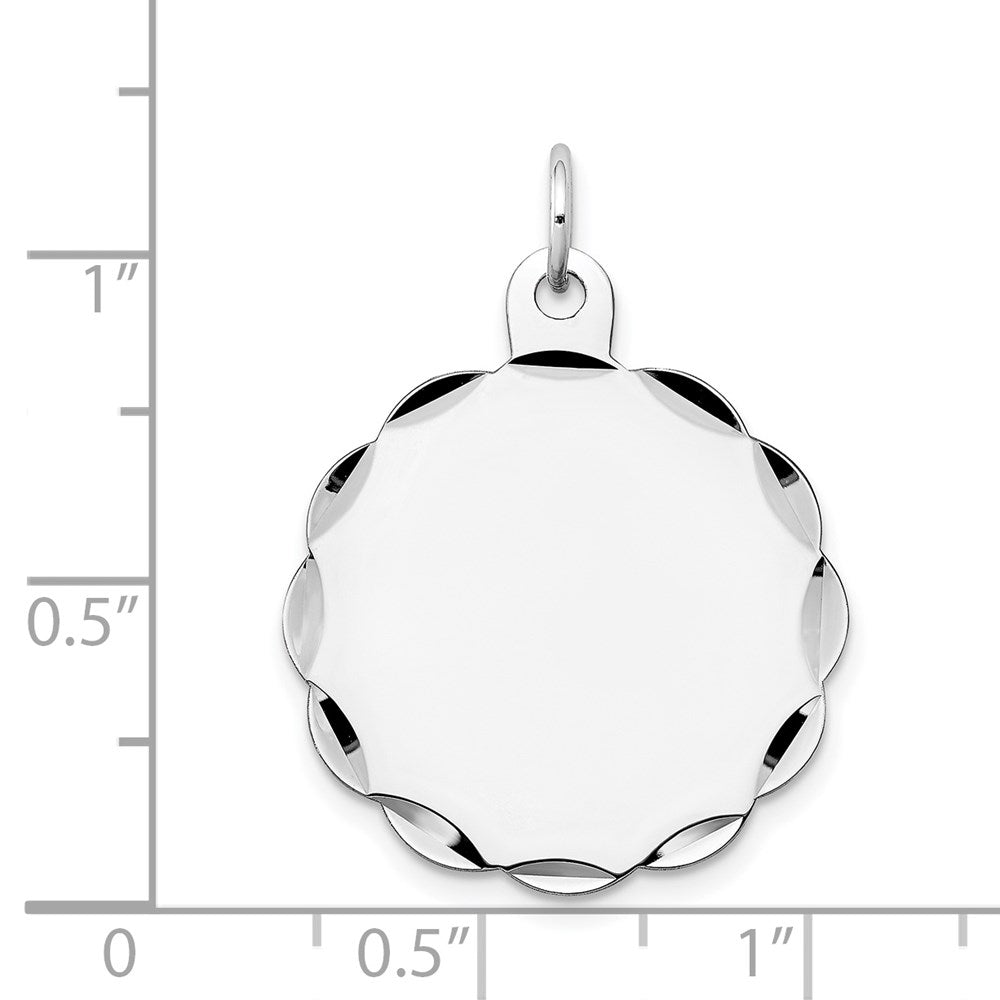 14k White Gold .011 Gauge Engraveable Scalloped Disc Charm