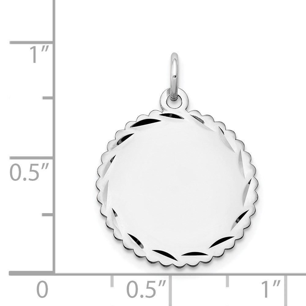 14k White Gold .018 Gauge Engraveable Scalloped Disc Charm