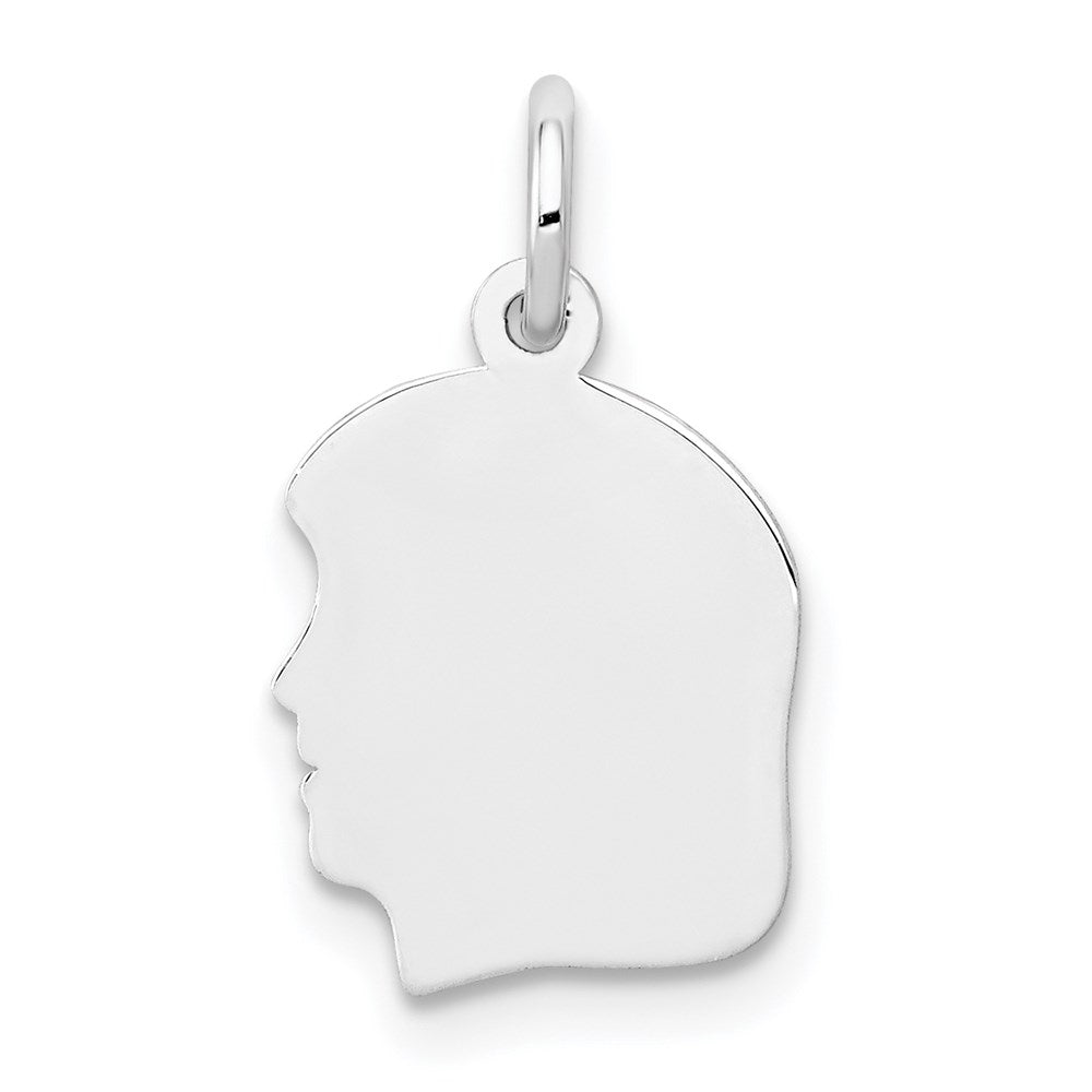 14k White Plain Small.018 Depth Facing Left Engravable Girl Charm