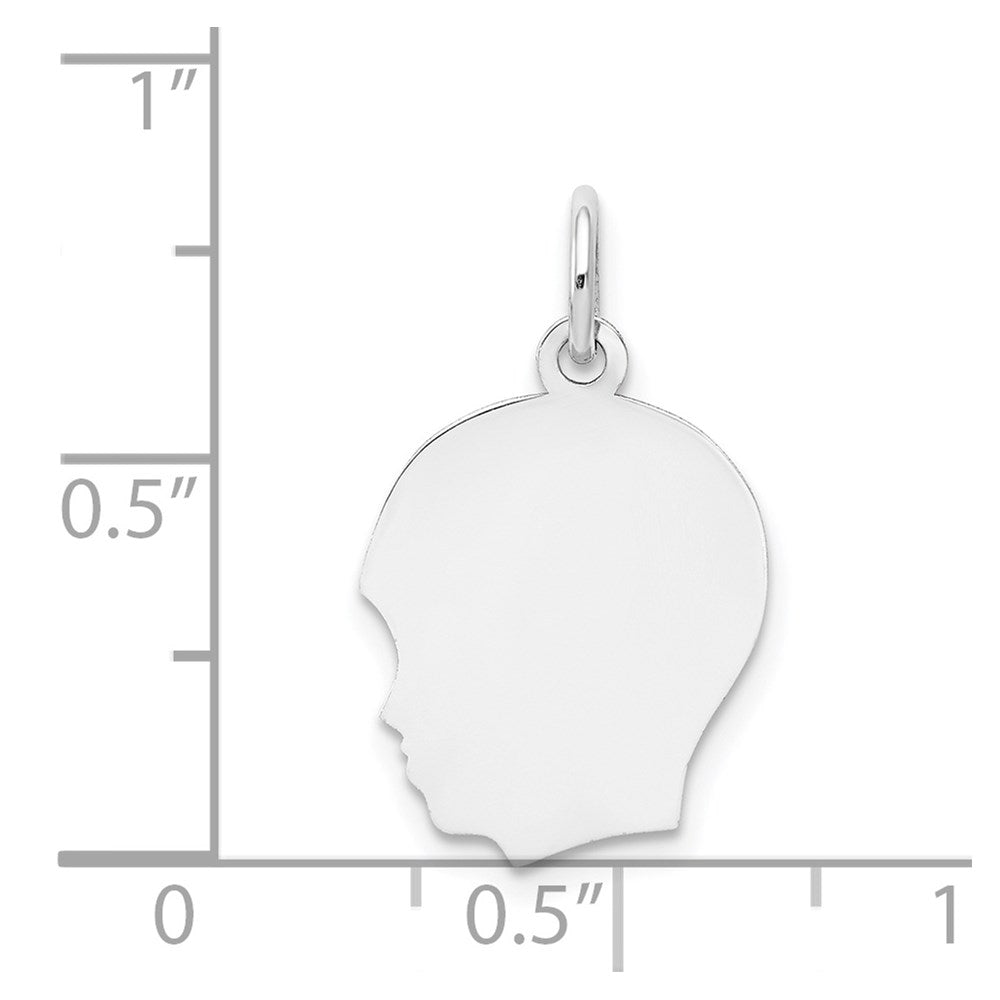 14k White Plain Medium.011 Depth Facing Left Engravable Boy Charm