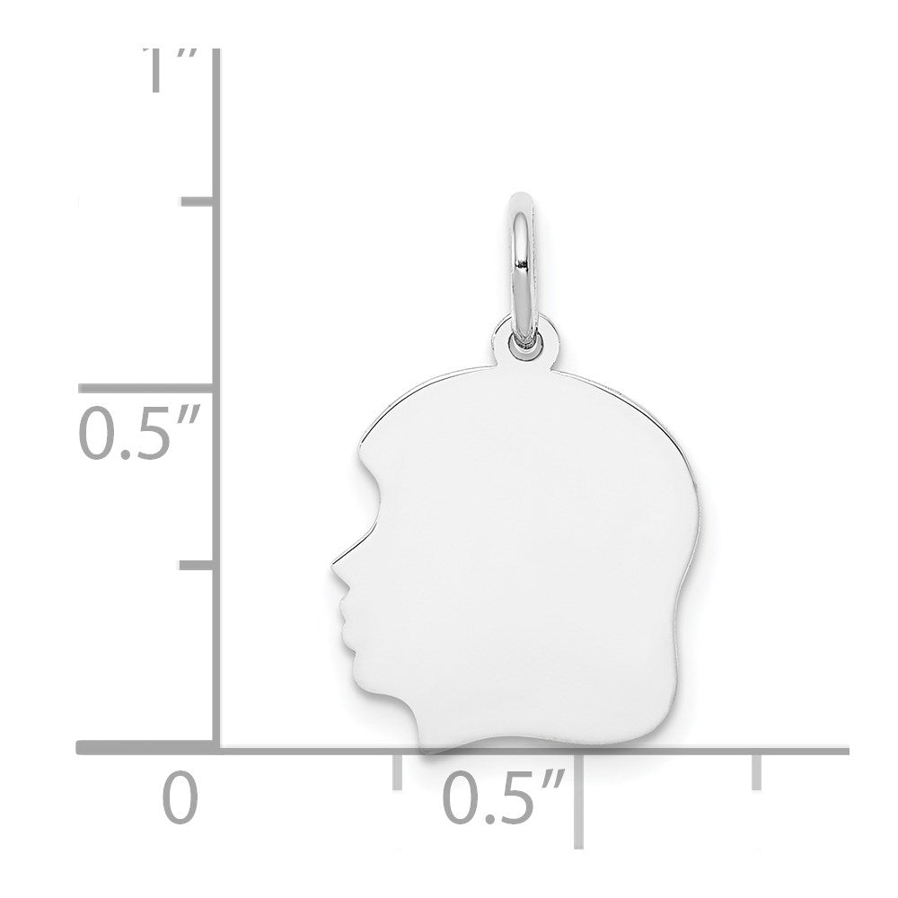 14k White Plain Medium.009 Depth Facing Left Engravable Girl Charm