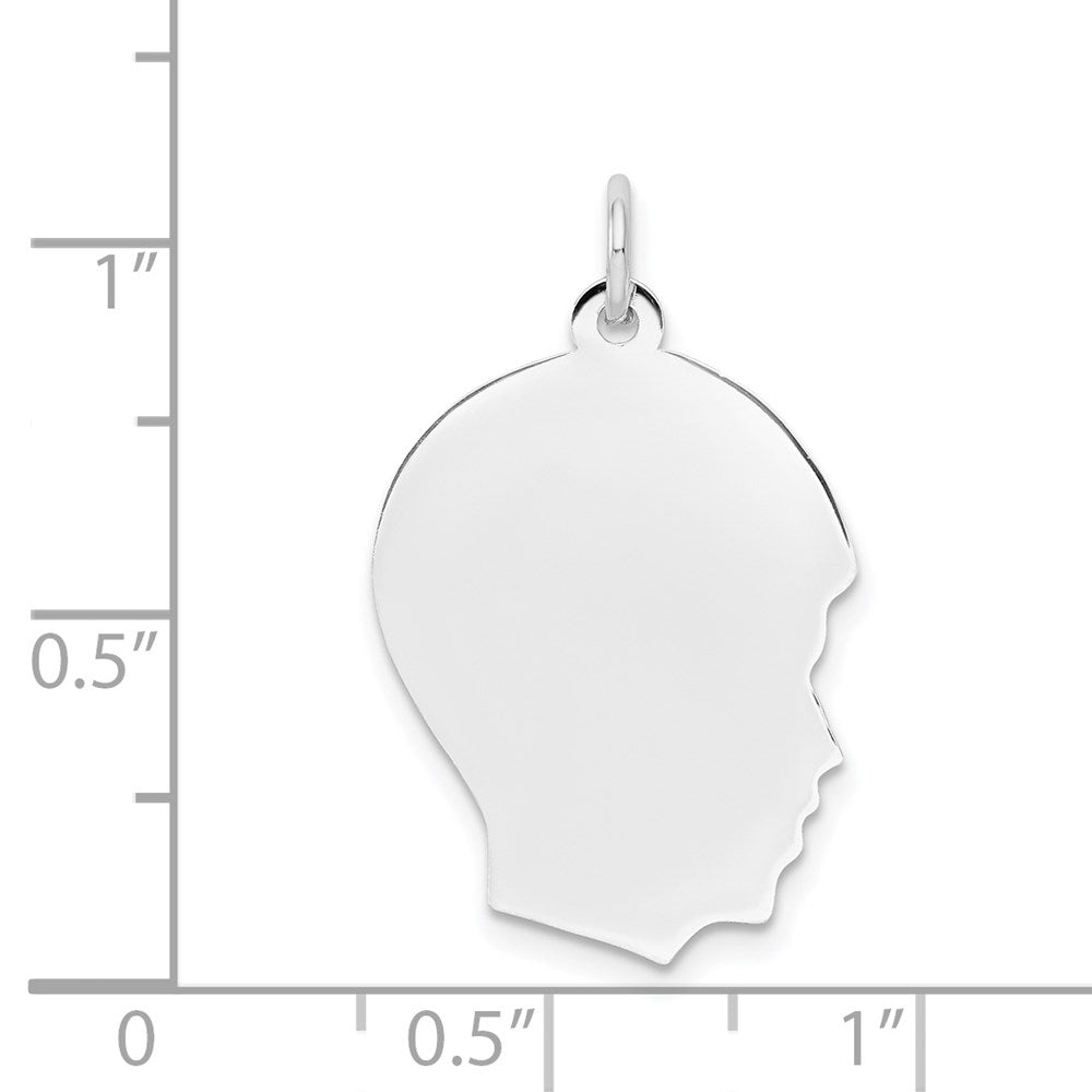 14k White Plain Medium.027 Depth Facing Right Engravable Boy Charm