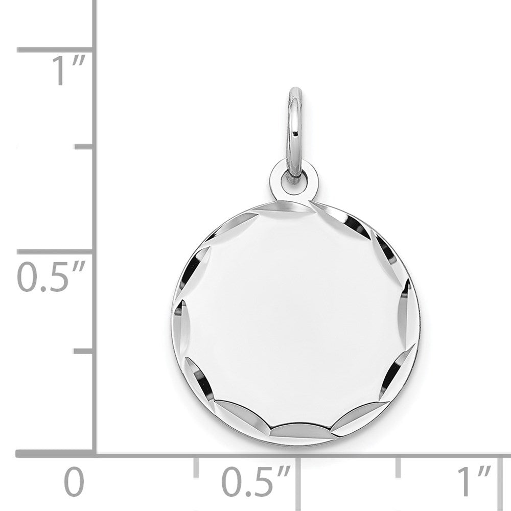14k White Gold Etched .018 Gauge Engraveable Round Disc Charm