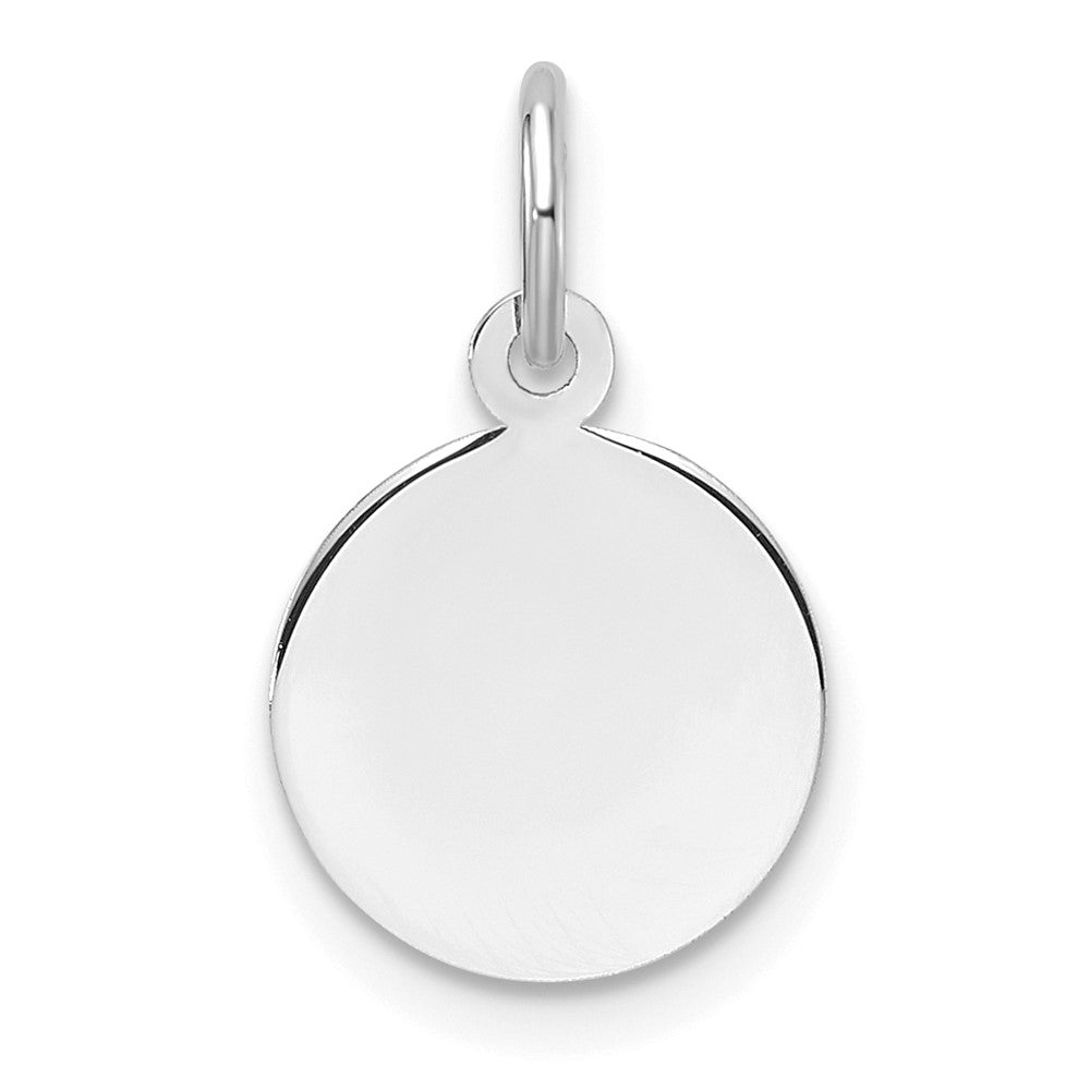 14k White Gold Plain .018 Gauge Round Engravable Disc Charm