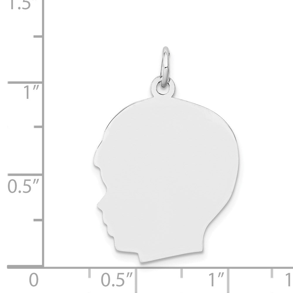 14k White Plain Large.013 Depth Facing Left Engravable Boy Charm