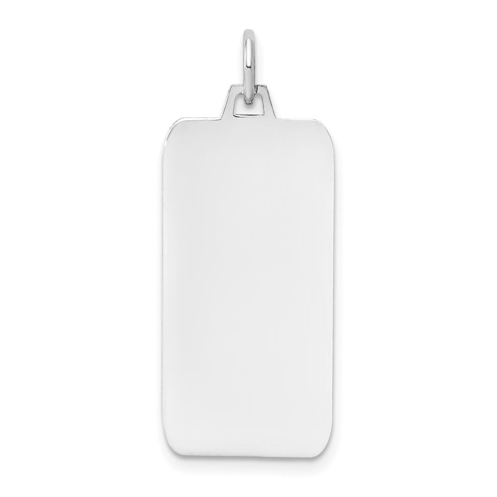 14k White Gold Plain .011 Gauge Rectangular Engravable Charm