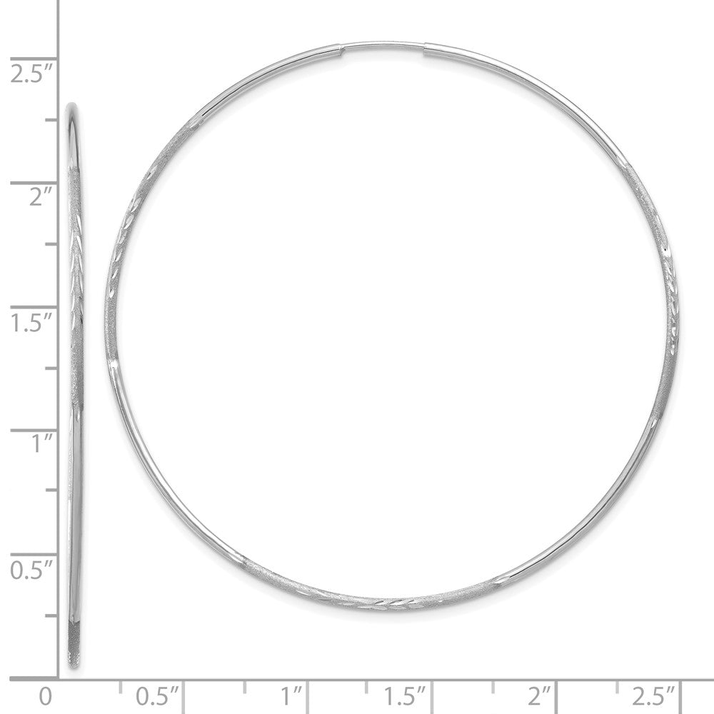 14K White Gold 1.25mm Diamond-cut Endless Hoop Earring