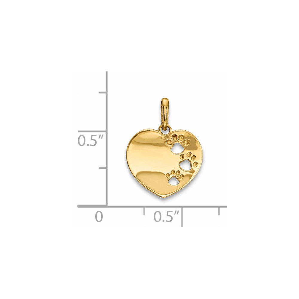 14k Heart with Pawprints Pendant