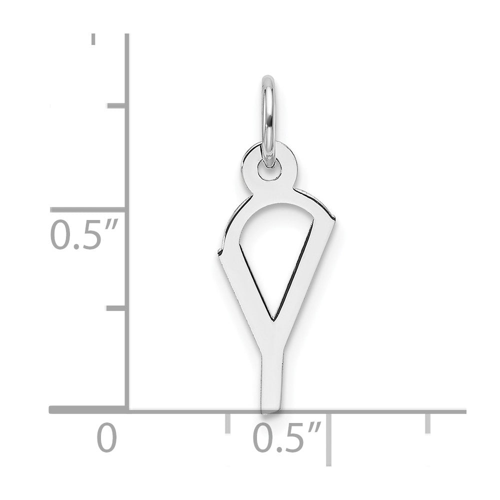 14K White Gold Slanted Block Letter Y Initial Charm