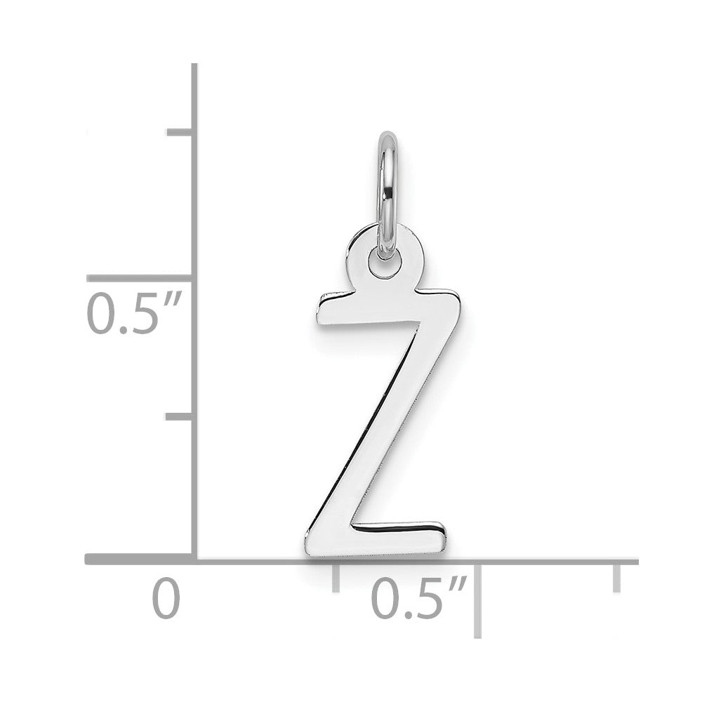 14k White Gold Slanted Block Letter Z Initial Charm