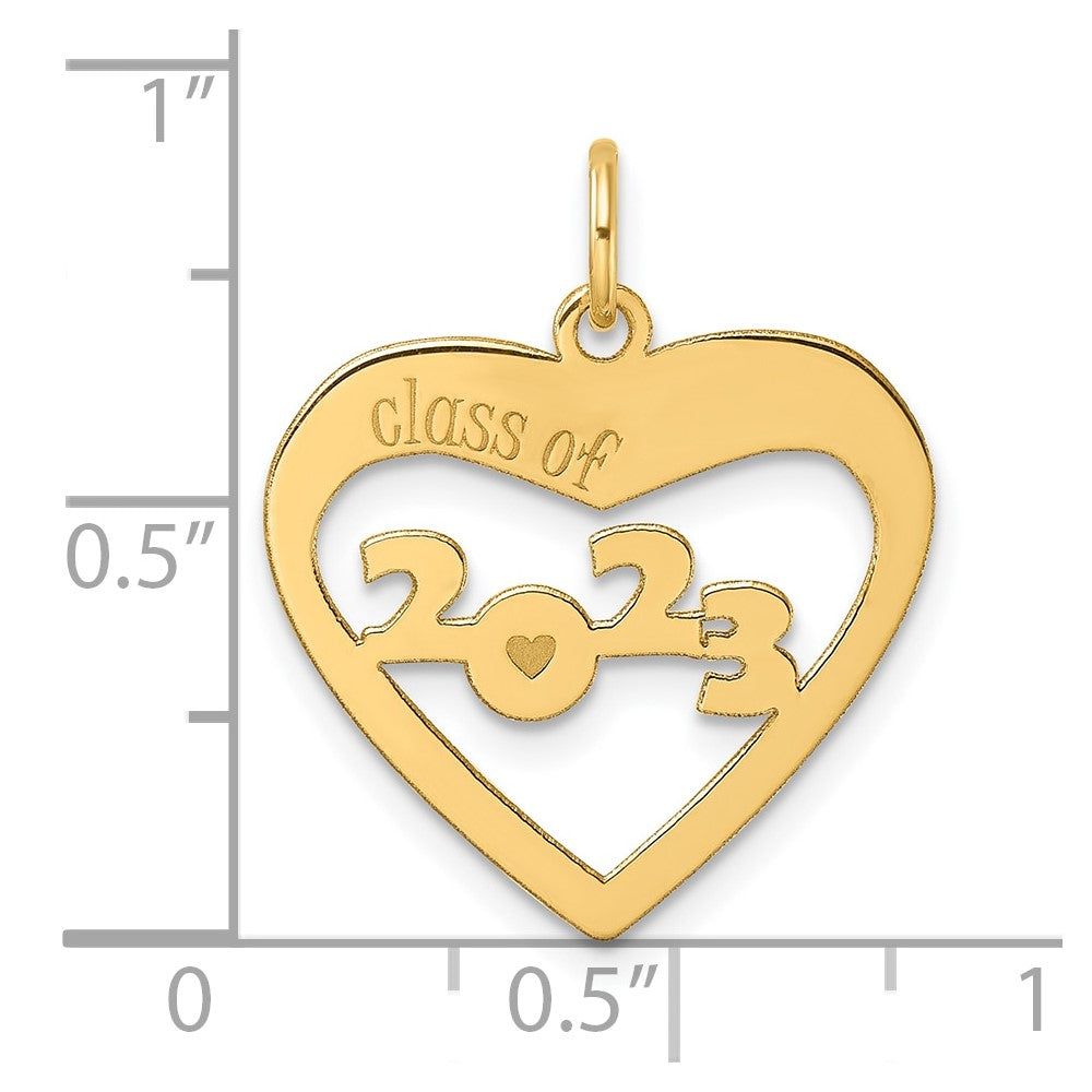 14K Polished CLASS OF 2023 Cut Out Heart Charm