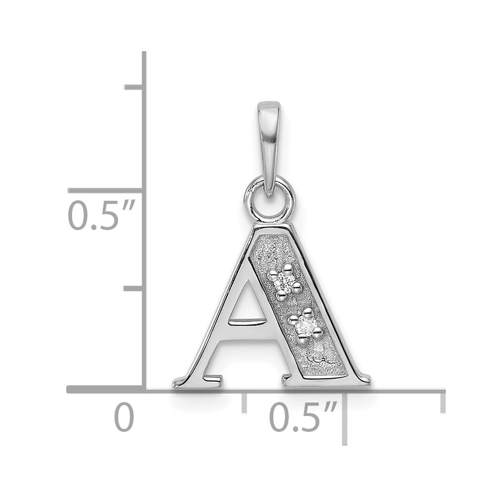 14K White Gold Diamond Letter A Initial Pendant
