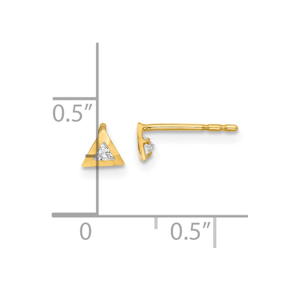 14K Polished Triangle with CZ Post Earrings