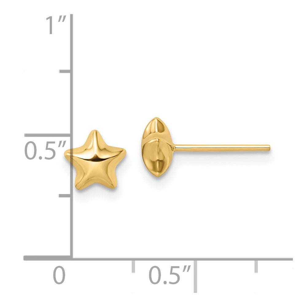 14k Polished Small Puffed Star Post Earrings