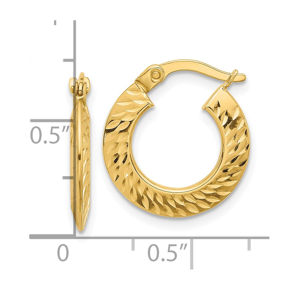 14K Polished and Diamond-cut Knife Edge Hoop Earrings