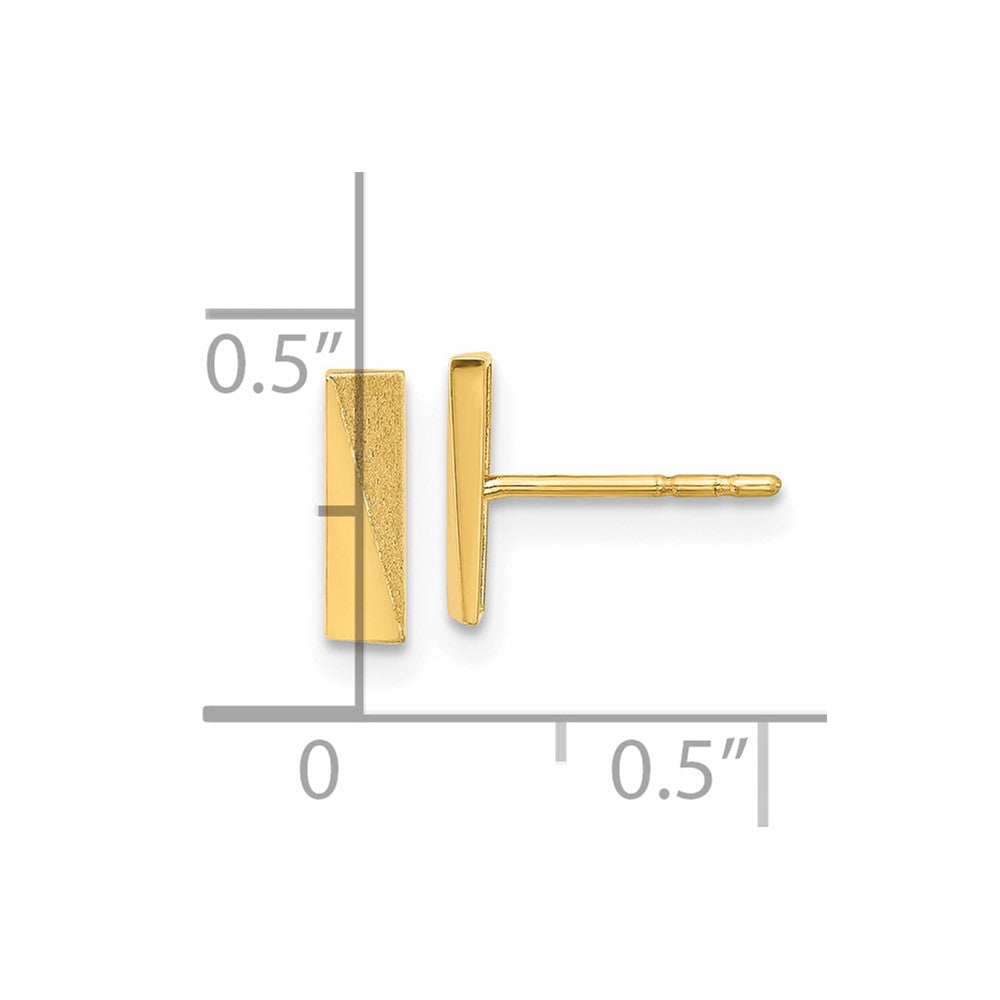 14K Polished and Satin Bar Post Earrings