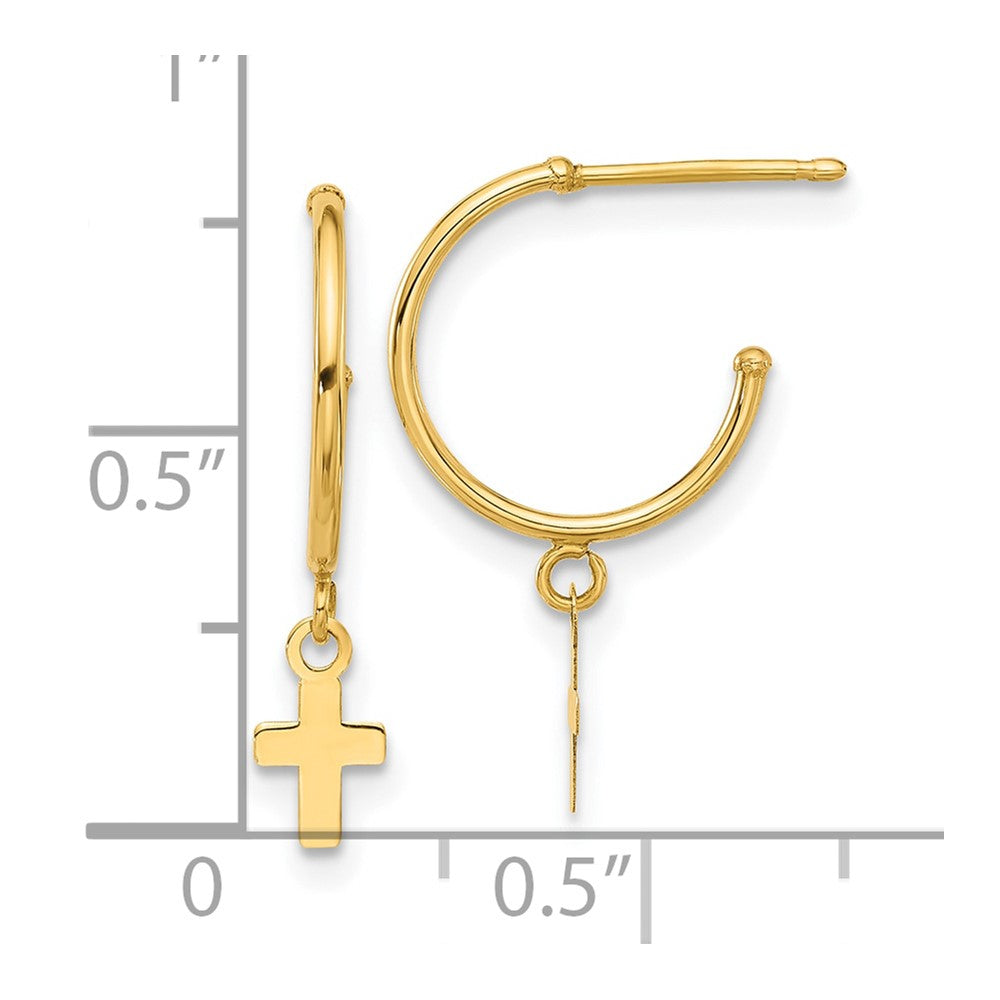 14K Polished Hoop with Cross Post Earrings