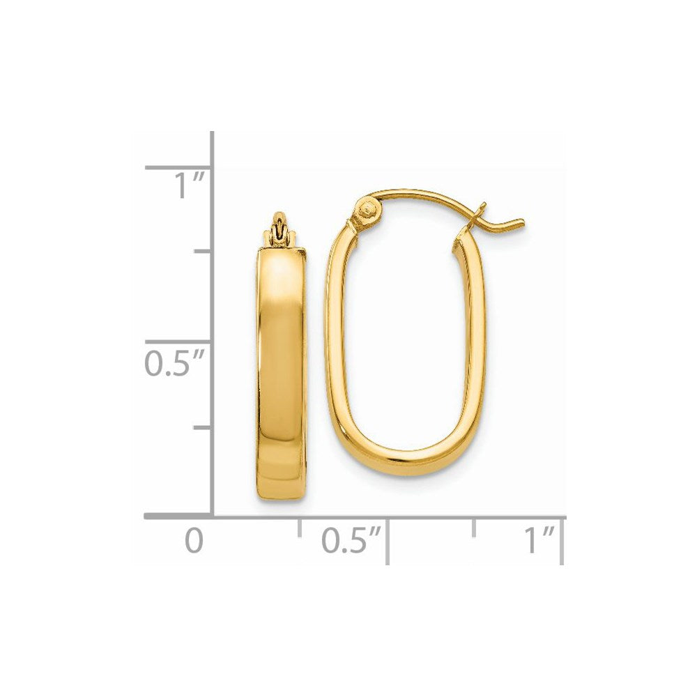 14k Polished 3.5mm Oval Hoop Earrings