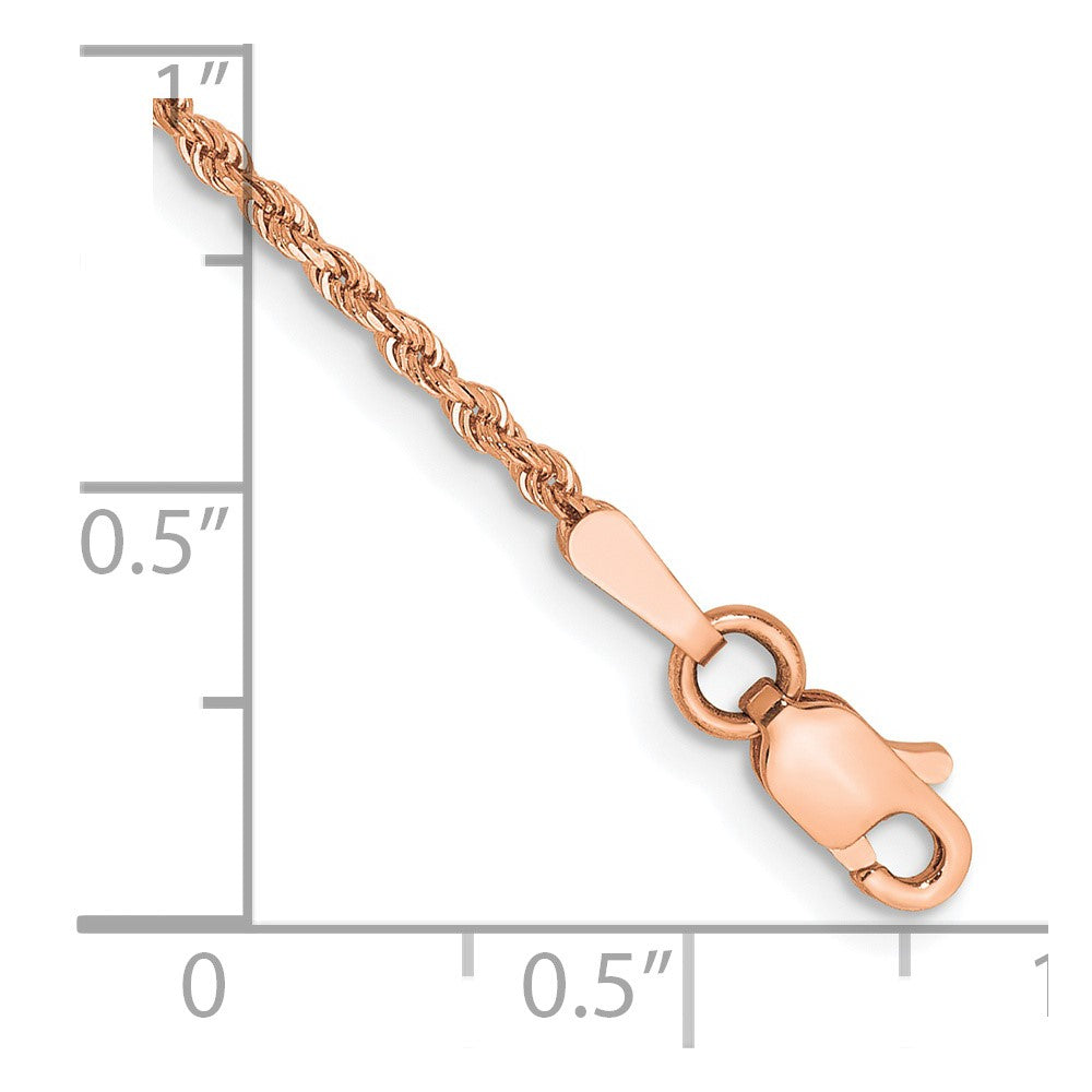 14K Rose Gold 10 inch 1.5mm Diamond-cut Rope with Lobster Clasp Anklet