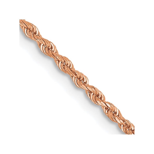 14K Rose Gold 30 inch 1.5mm Diamond-cut Rope with Lobster Clasp Chain