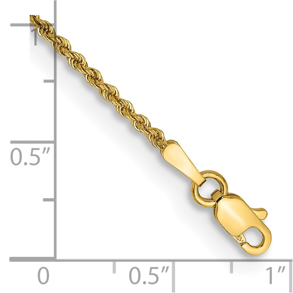 14K 5.5 inch 1.5mm Regular Rope with Lobster Clasp Chain