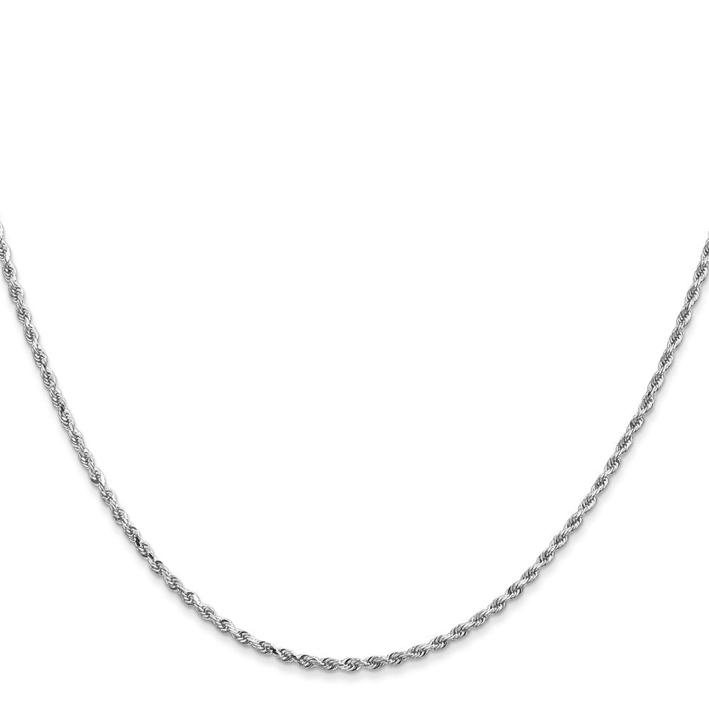 14K White Gold 26 inch 1.5mm Diamond-cut Rope with Lobster Clasp Chain