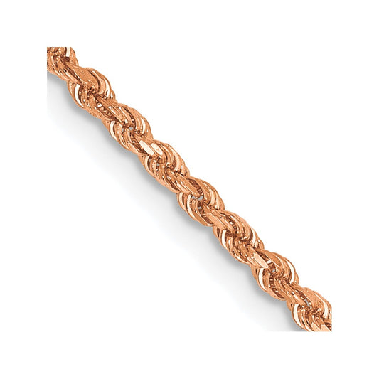14K Rose Gold 24 inch 1.75mm Diamond-cut Rope with Lobster Clasp Chain