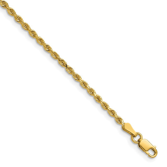 14K 24 inch 2mm Diamond-cut Rope with Lobster Clasp Chain