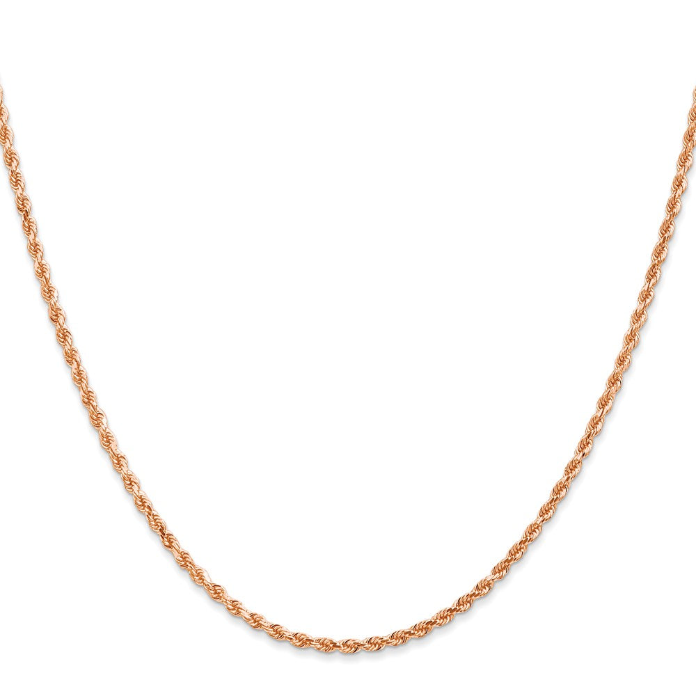 14K Rose Gold 18 inch 2mm Diamond-cut Rope with Lobster Clasp Chain