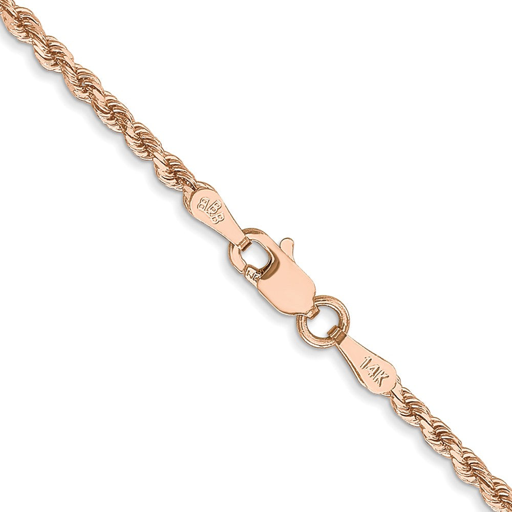14K Rose Gold 20 inch 2mm Diamond-cut Rope with Lobster Clasp Chain