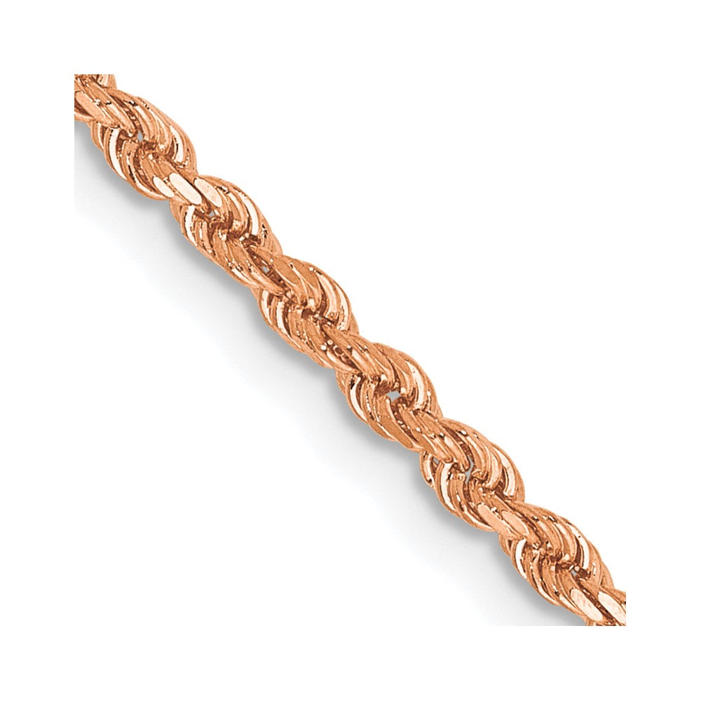 14K Rose Gold 24 inch 2mm Diamond-cut Rope with Lobster Clasp Chain