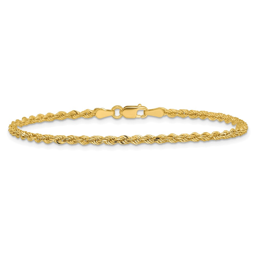 14K 9 inch 2.25mm Diamond-cut Rope with Lobster Clasp Anklet