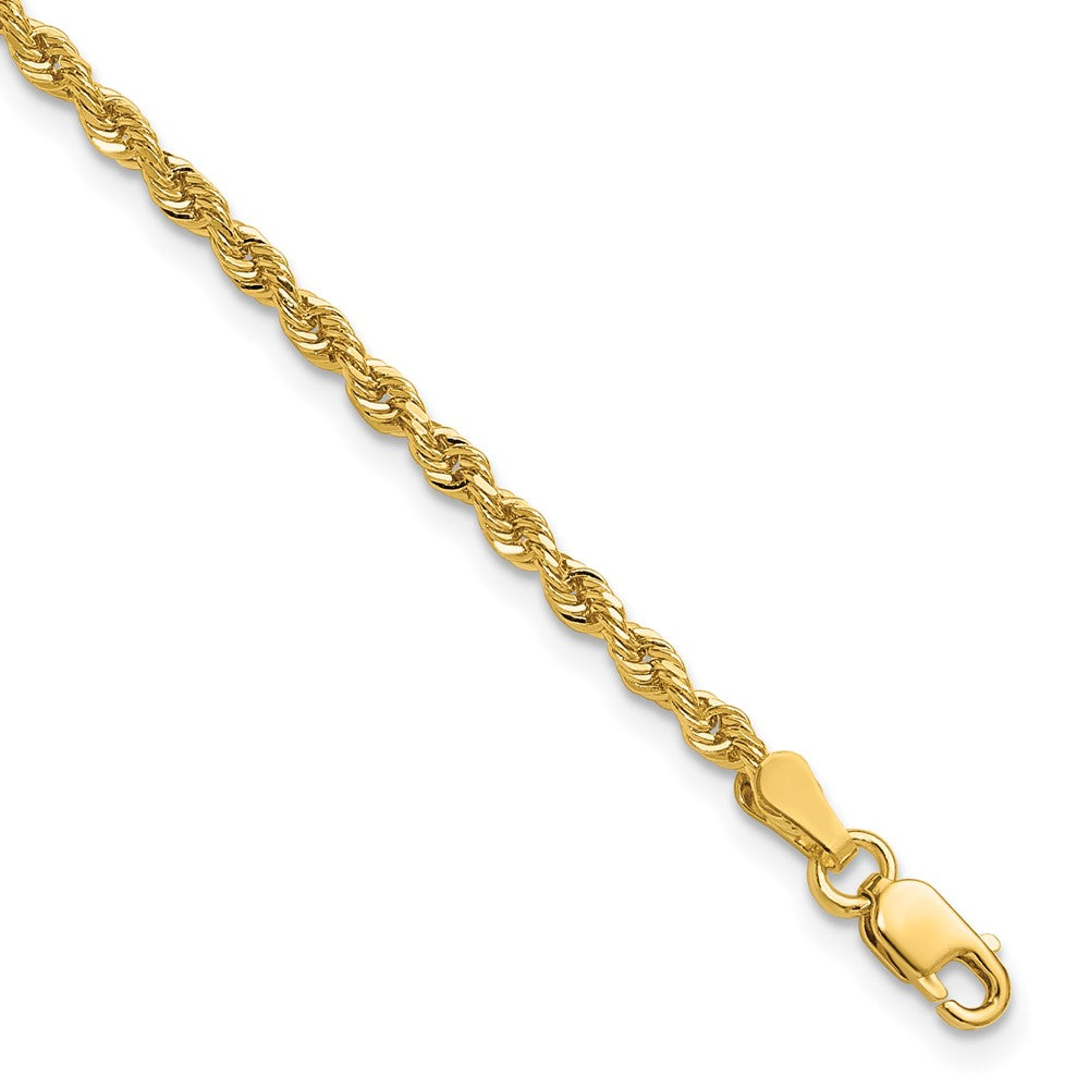 14K 8 inch 2.25mm Diamond-cut Rope with Lobster Clasp Chain