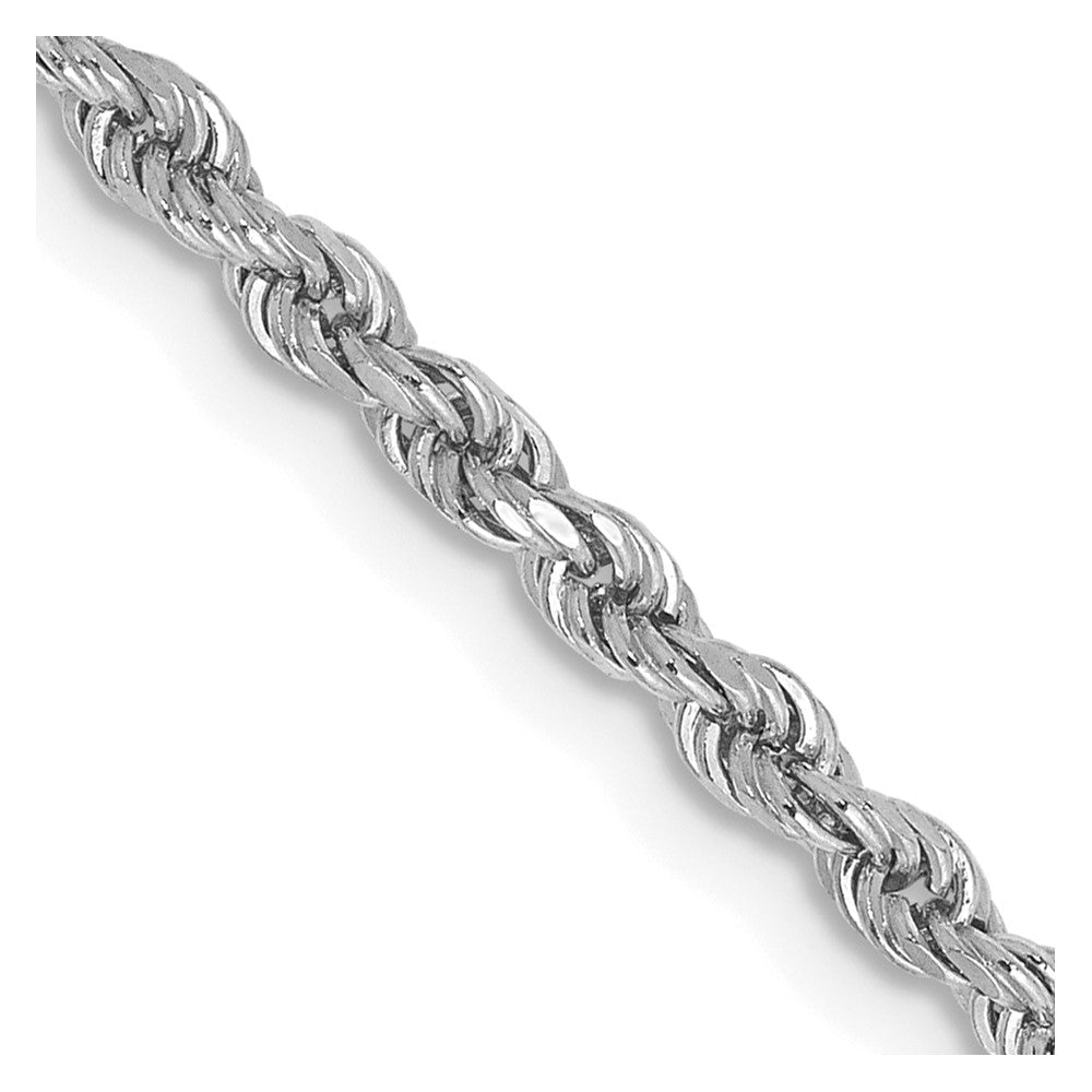 14K White Gold 28 inch 2.25mm Diamond-cut Rope with Lobster Clasp Chain
