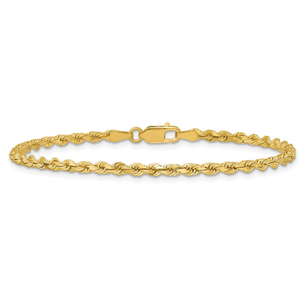 14K 7 inch 2.75mm Diamond-cut Rope with Lobster Clasp Chain