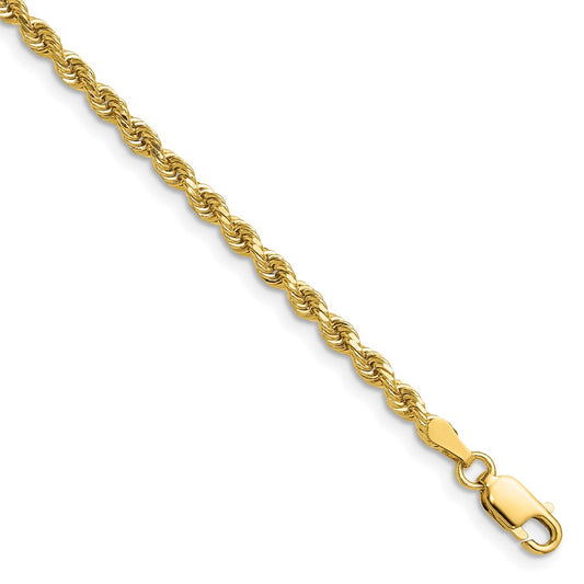 14K 22 inch 2.75mm Diamond-cut Rope with Lobster Clasp Chain