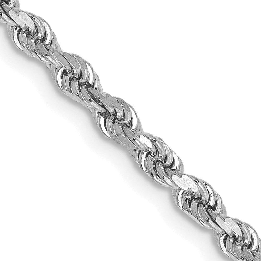 14K White Gold 26 inch 2.75mm Diamond-cut Rope with Lobster Clasp Chain