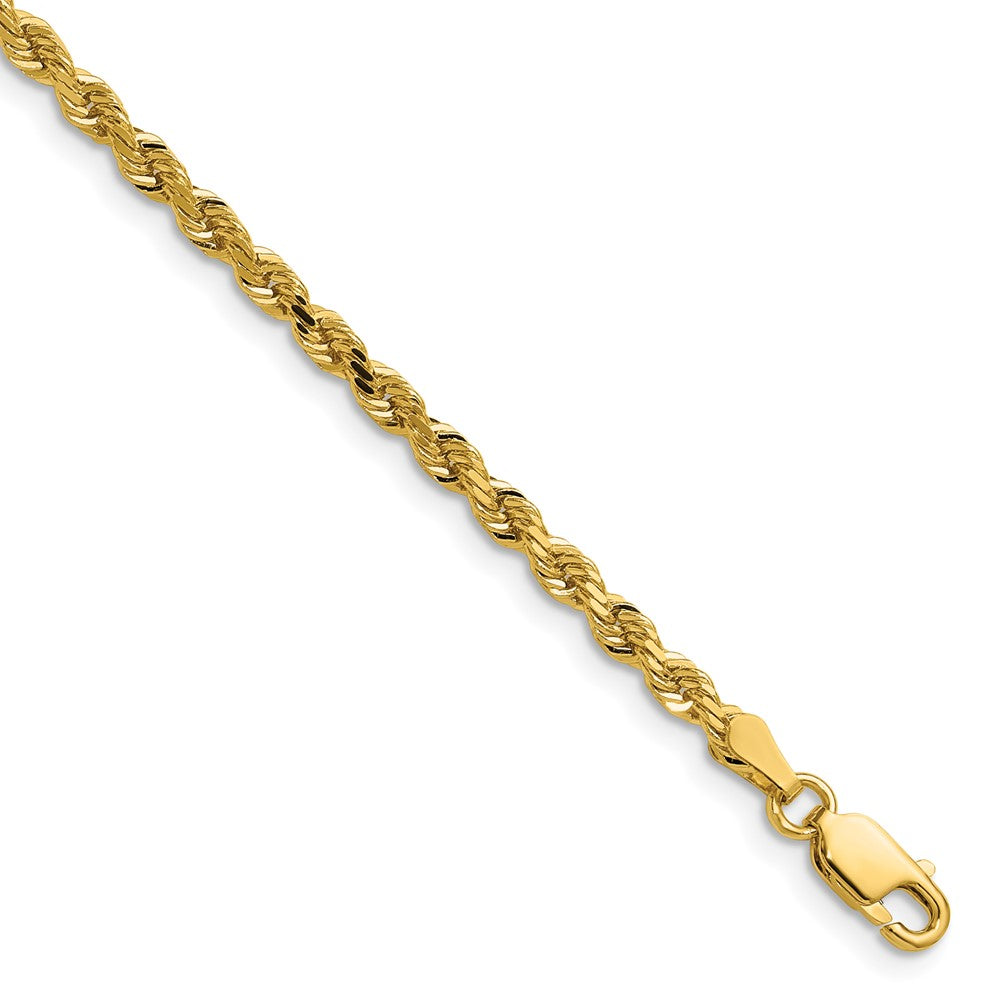 14K 26 inch 3mm Diamond-cut Rope with Lobster Clasp Chain