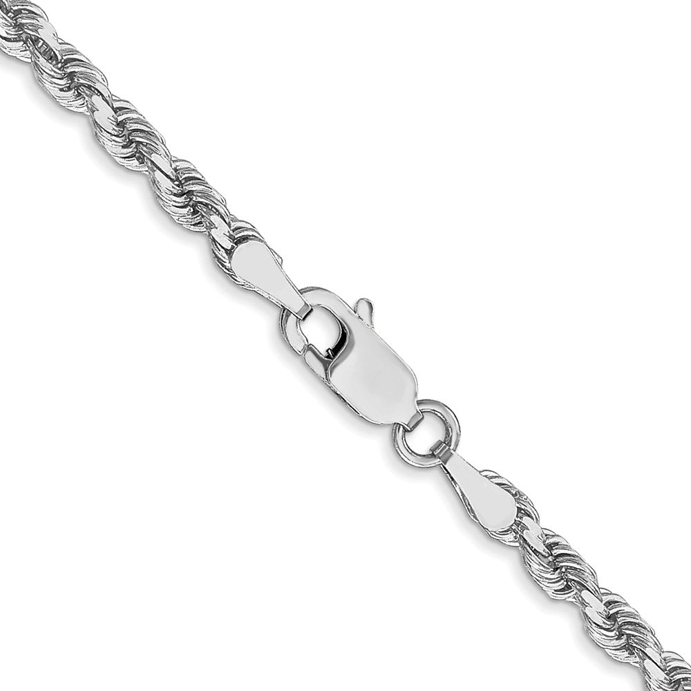 14K White Gold 18 inch 3mm Diamond-cut Rope with Lobster Clasp Chain